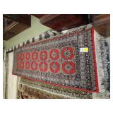2'5' x 8'5' Bokhara Persian wool rug with red