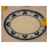 Two small, floral, flow blue platters