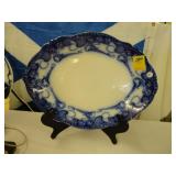Large, Art Nouveau, flow blue platter, ca. 1900