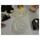 Two cut glass nappys