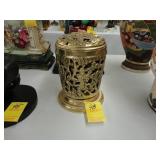 Pierced, brass candle holder