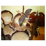 Four mounted ducks on driftwood