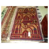2'10' x 4'9' Tan, red and blue Persian wool rug