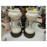 Pair of electrified luster lamps