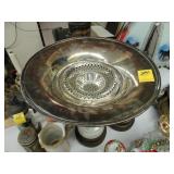 Large, silver plated bowl with drainer