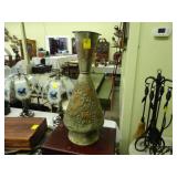 Large, embossed, copper vase