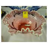 Fenton ruffled cranberry bride's bowl