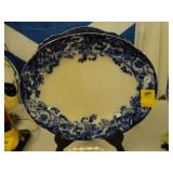 Floral, flow blue, ironstone platter, ca. 1890
