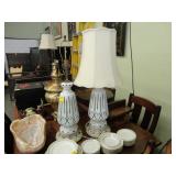 Pair of green and white Bohemian table lamps