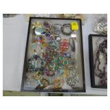 Lot of various colorful rhinestone jewelry