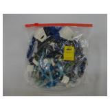 Bag of various blue costume jewelry, mostly