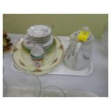 Tray lot of various china including a floral