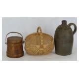 Stoneware Firkin and Basket