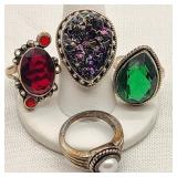 Silver Southwest Style Rings (4)