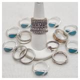 Silver Band Type Rings & w/ Blue (20)