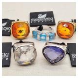 Swarovski Silver Rings w/ Crystals (5) w/ Tags