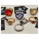 Swarovski Silver Rings w/ Crystals (6) w/ Tags