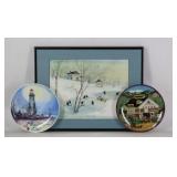 P Buckley Moss Print and Collectors Plates