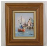 Mid Century Harbor Painting