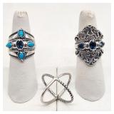 Carolyn Pollack Silver Rings Topaz Etc (3)