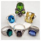 Silver In-Your-Face Big Stones Rings (6)