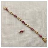 Tested 10K Gold Bracelet Bits w/ Rubies