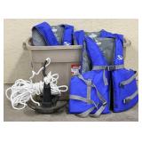 Tote of Life Jackets and Anchor