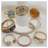 Silver Vermeil Rings CZs & Gems Etc (8)