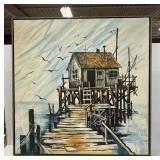 Mid Century Dock House Painting