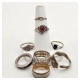 Silver Rings Size 4-6.5 Incl Amber