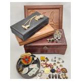 Military Insignia + Ruritan & Cufflinks Boxes Etc