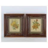 Pair of Vintage Framed Botanical Lithos