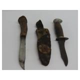 Leather and Stag Handled Fixed Blade Knives