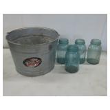 Behrens Galvanized Bucket & Blue Ball Jars