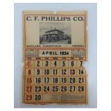 C F Phillips 1934 Calendar