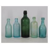 Blue & Green Glass Blob Top Bottles