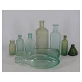 Aqua Glass Torpedo, Ink & Apothecary Bottles