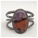 Silver Petrified Wood Native American Cuff