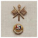 14K & 10K US Army Signal & Service Pins