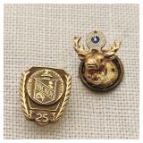 10K Gold Pins BPOE Elks & Hickok