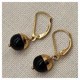 14K Gold Pierced Earrings w/ Onyx