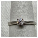14K White Gold Solitaire Diamond Ring