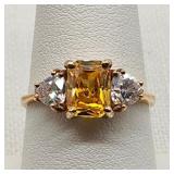 10K Gold Ring w/ Citrine & CZs