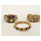 Silver Rings Peridot Sapphires CZs