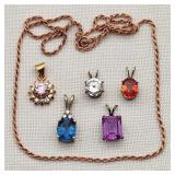 Silver Pendants & Necklace Sapphires CZs