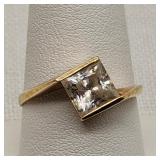 14K Gold Ring Square CZ