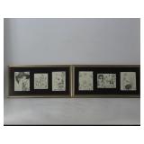 Singed Pair Of Triptych Line Drawings