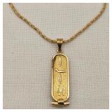18K Gold Egyptian Cartouche Necklace 'EVEY'