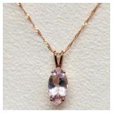 Rose Gold 14K Necklace 10K Pendant Morganite