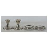 Sterling Silver Candlesticks and Coasters
